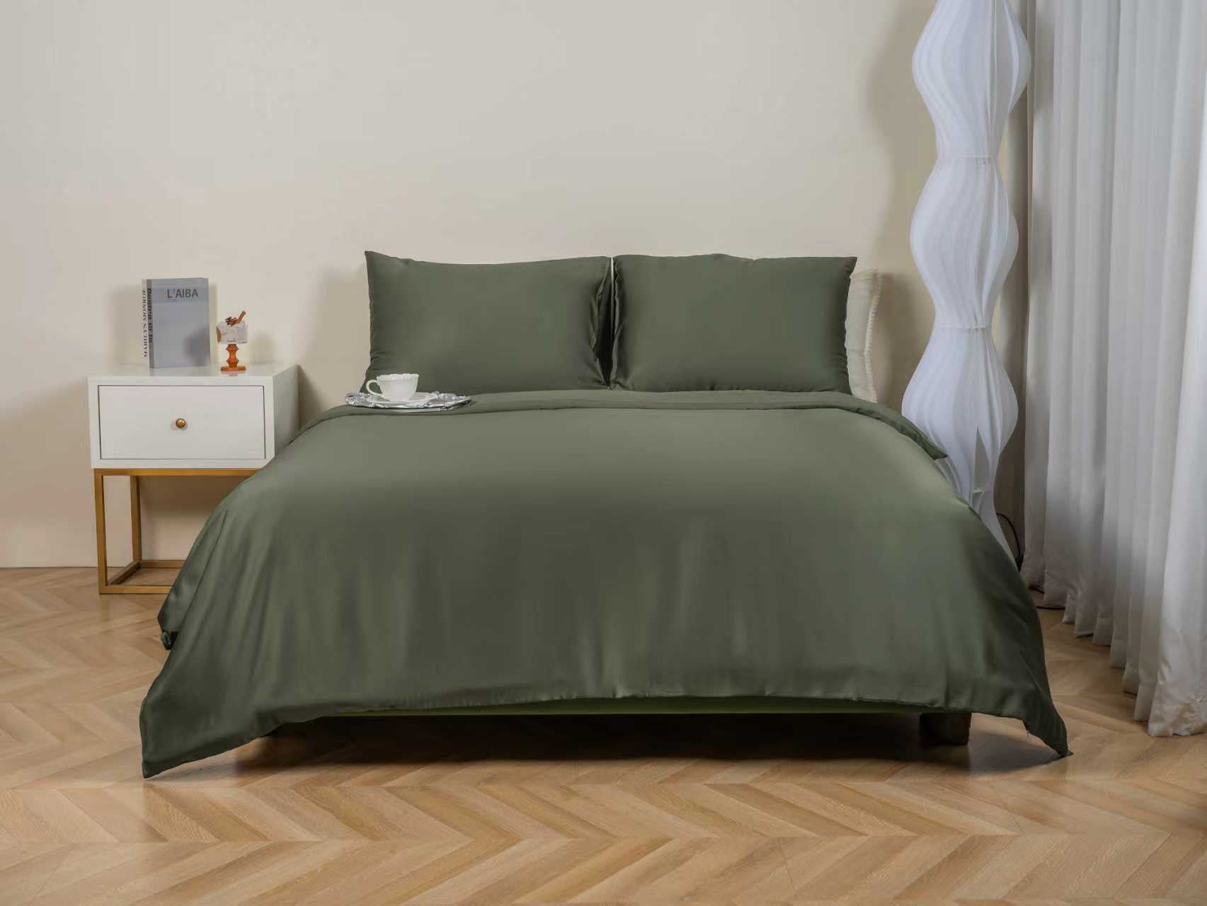 Housse de couette vert foncé