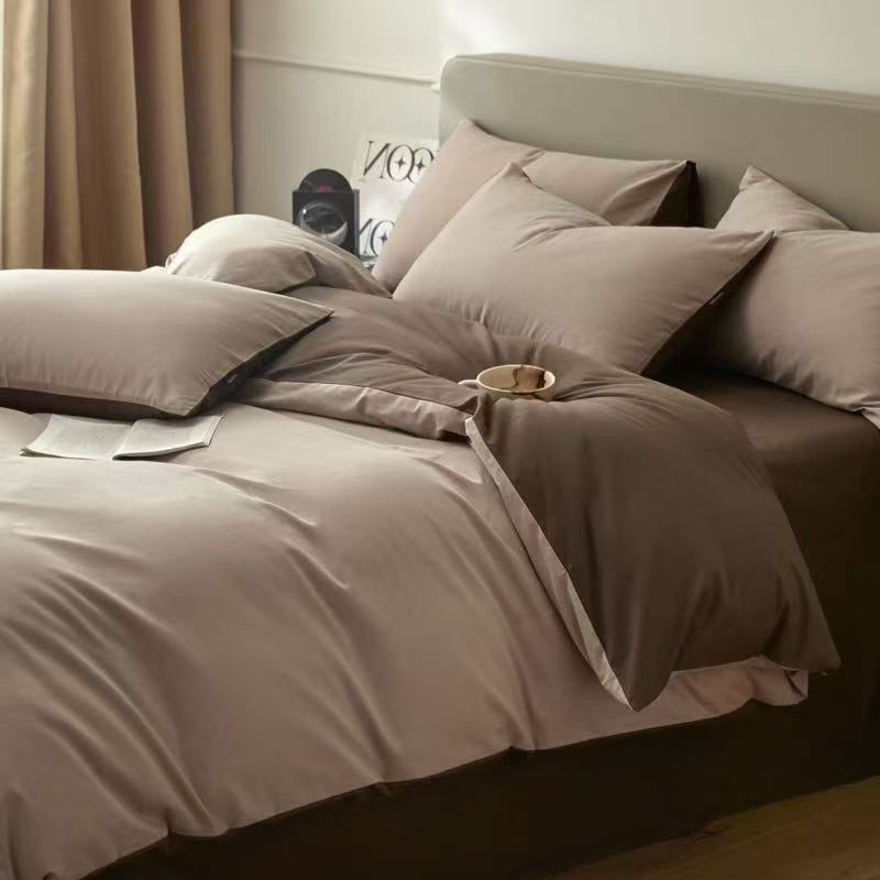 Linge de lit 4 pièces flanelle - Café / Café au lait