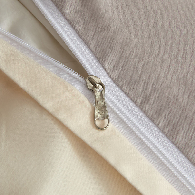 Housse de couette flanelle - Beige / Gris