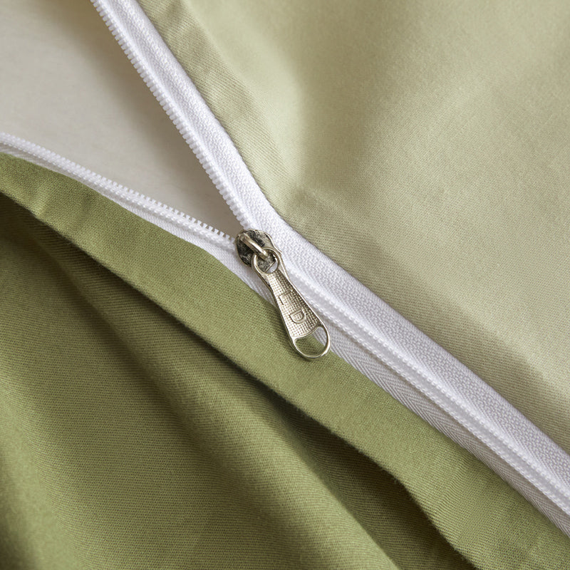 Linge de lit 3 pièces flanelle - Beige / Vert