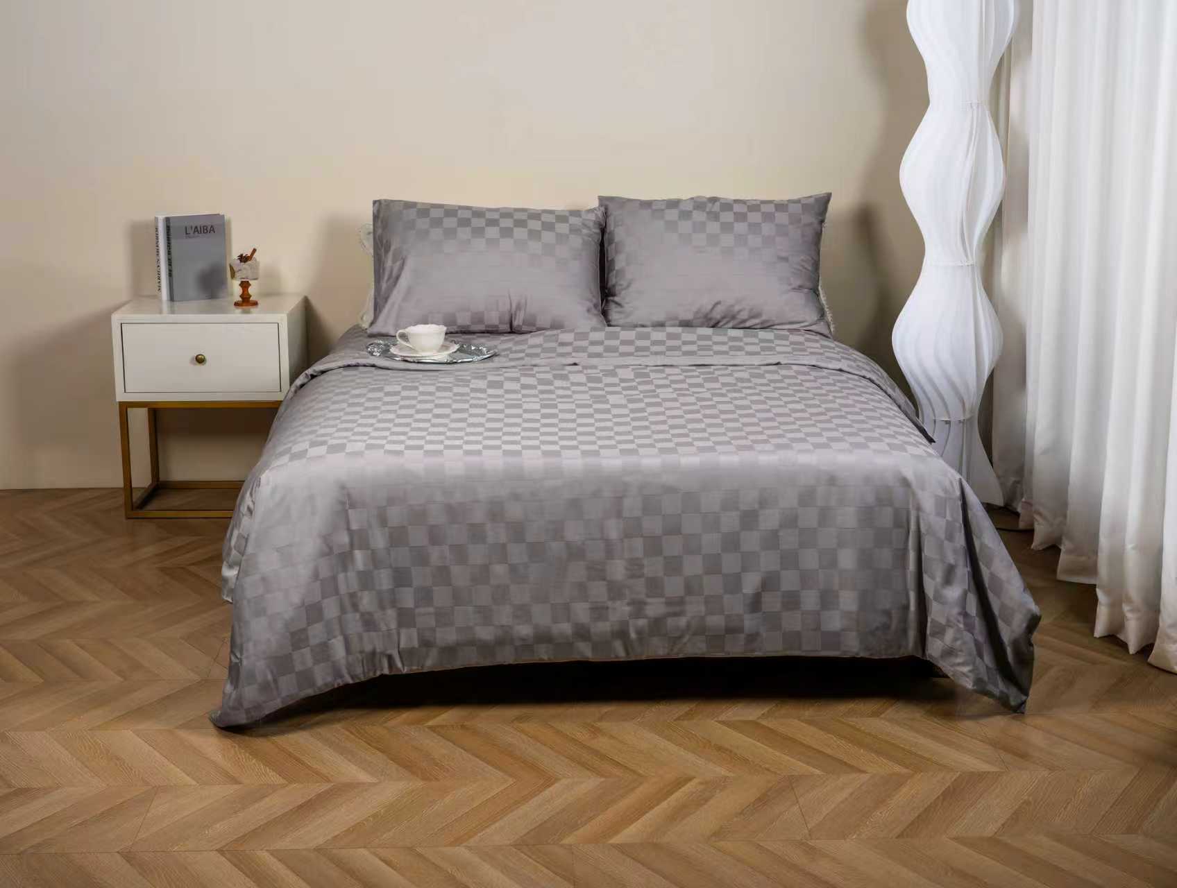 Housse de couette gris jacquard