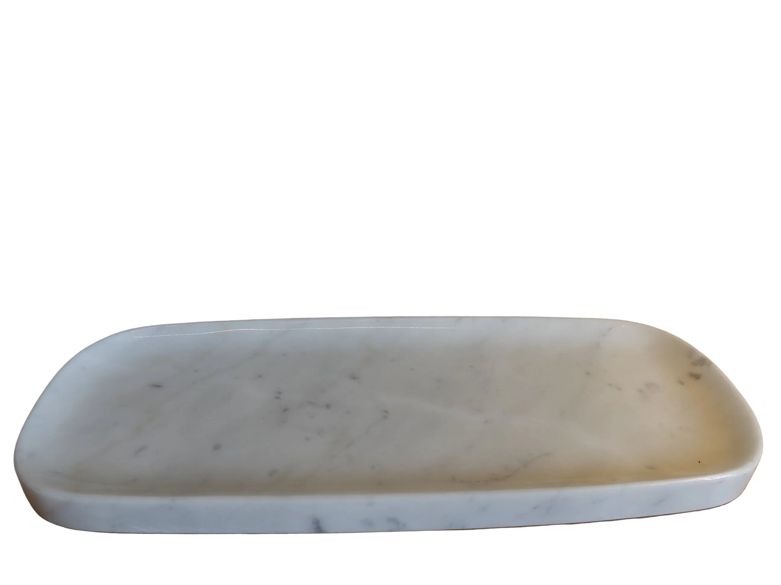 Plateau ovale marbre blanc