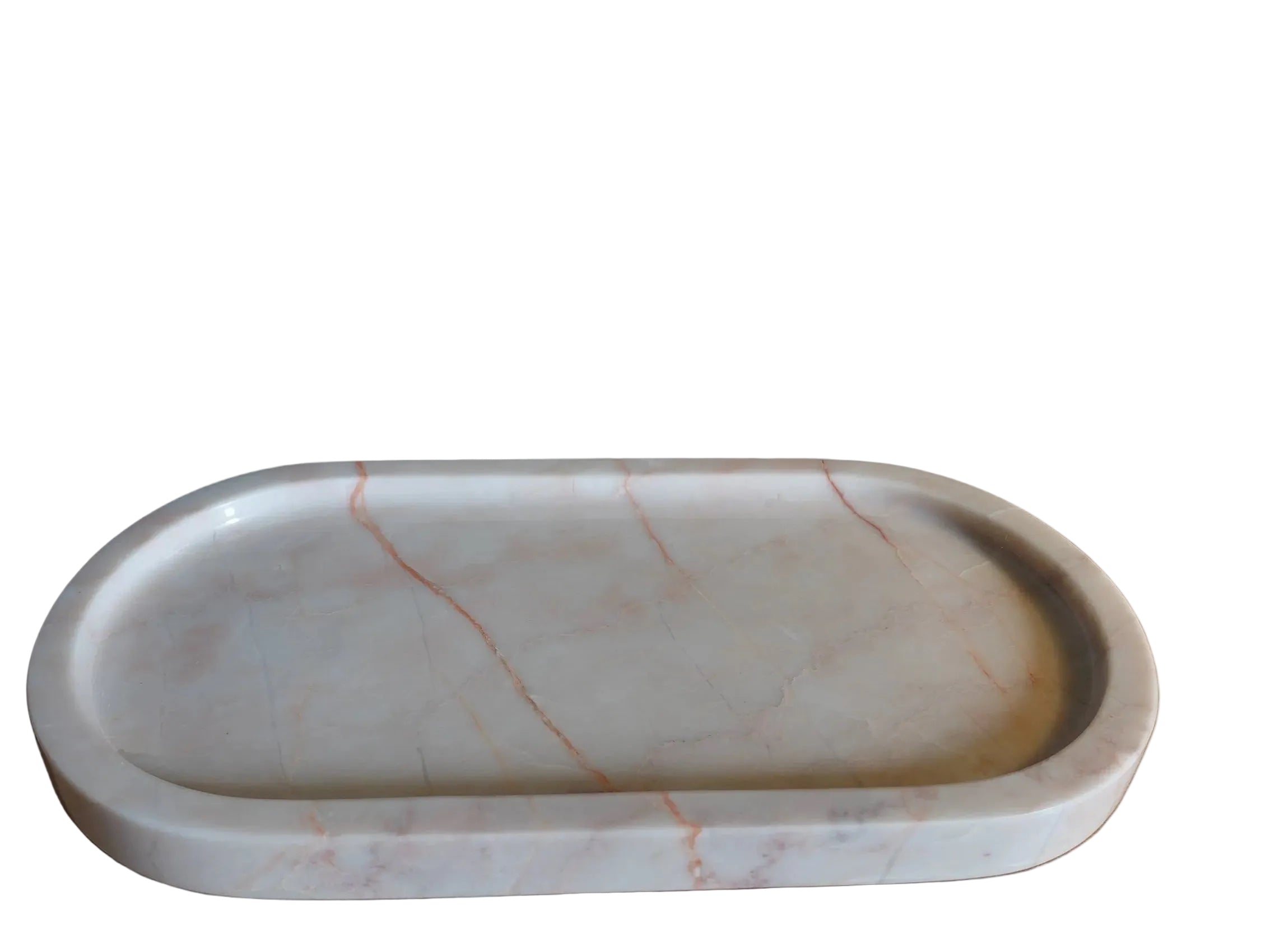 Plateau ovale rose crème