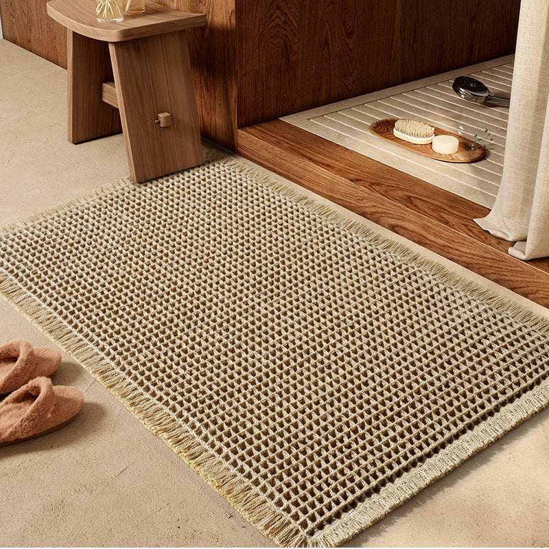 Tapis gaufré minimaliste marron en polyester et coton