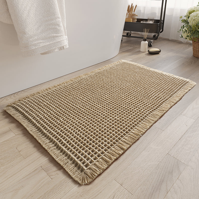 Tapis gaufré minimaliste marron en polyester et coton