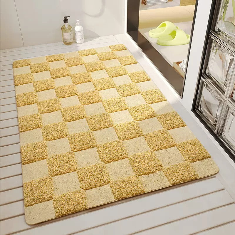 Tapis de douche en soie bouclée - Motif damier Gemi